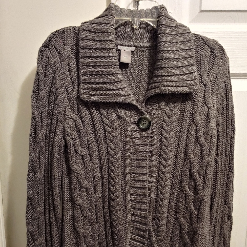 Ann Taylor Cable Knit Cardigan One Button Sweater